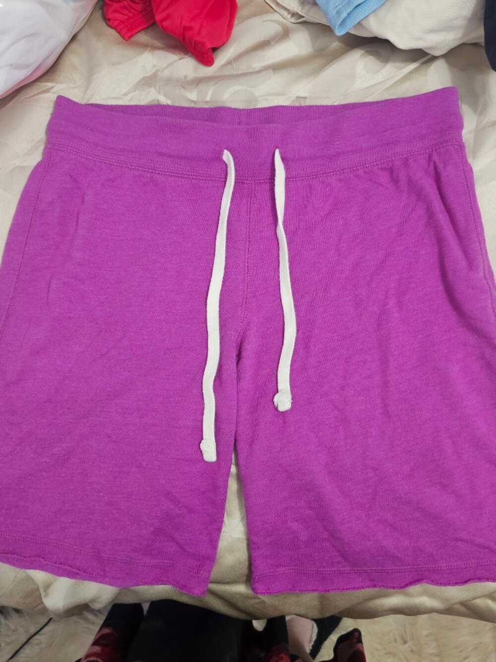 Light Purple Cotton/Polyester Gym Shorts Mid-Thigh Length